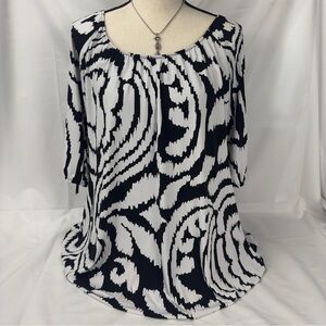 White House Black Market Graphic 3/4 Sleeve Mini Dress Cool Print Size S. Nice!